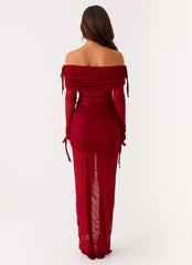 Teala Mesh Maxi Dress - Red