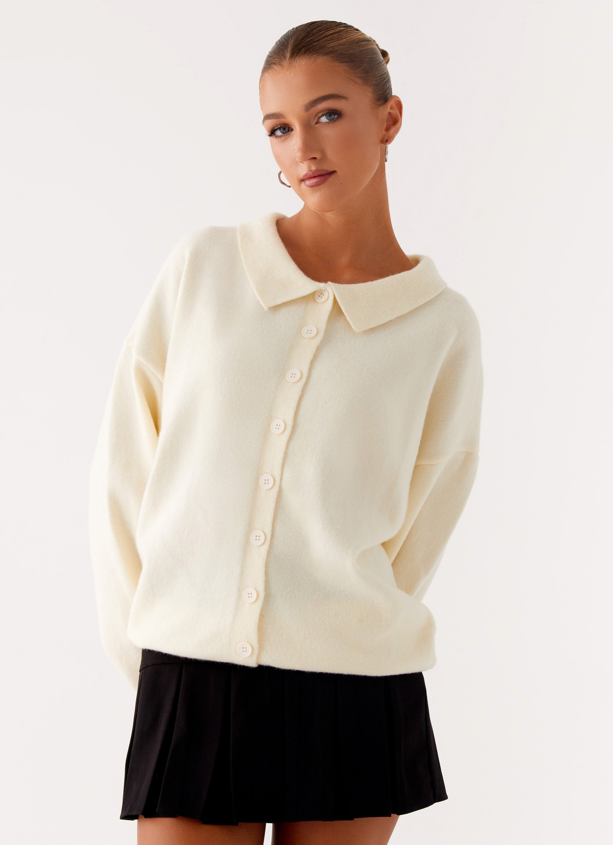 Dorian Button Knit Sweater - Ivory