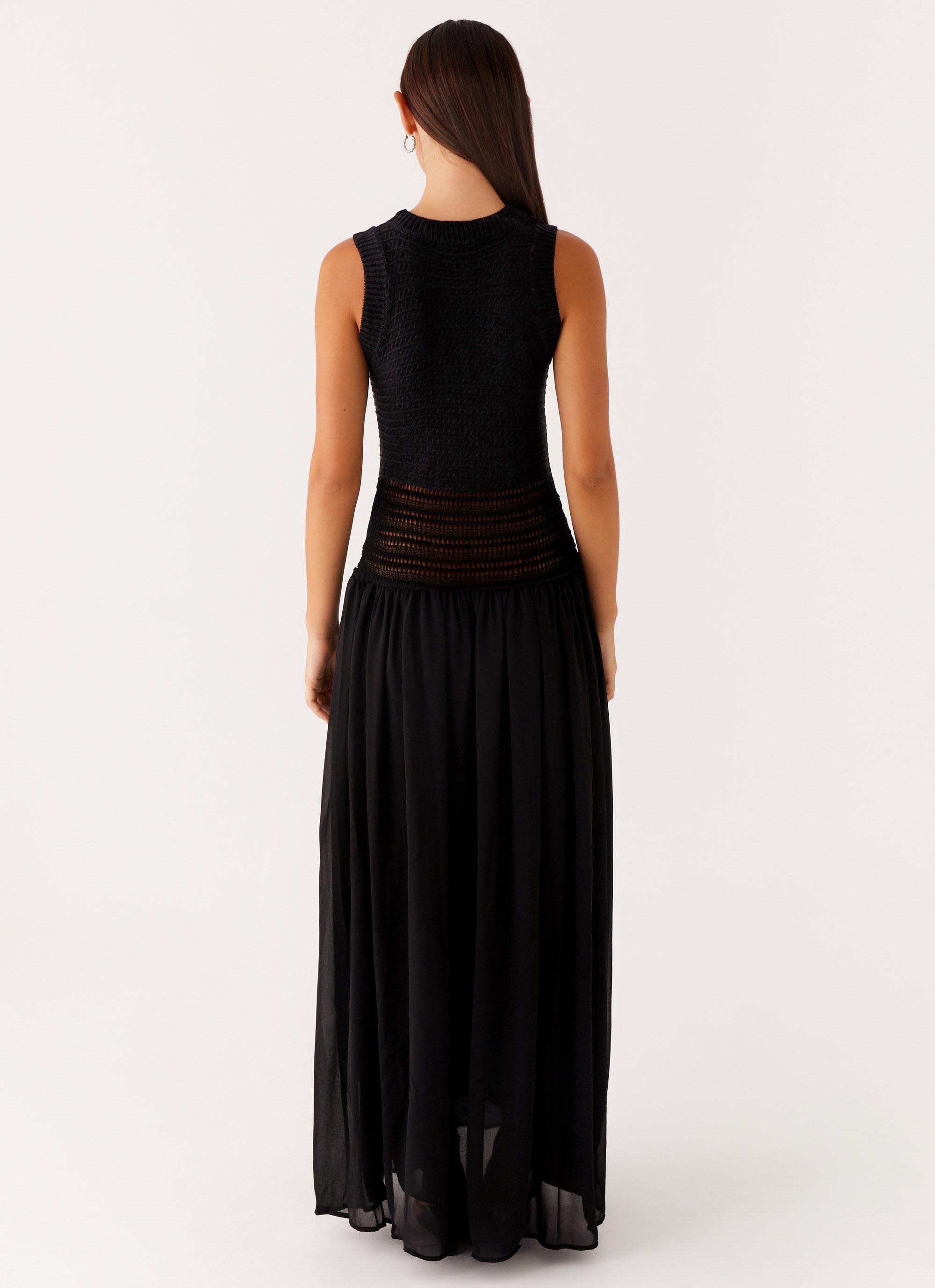 Off Grid Crochet Maxi Dress - Black