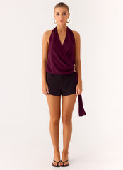 Teaha Wrap Top - Plum